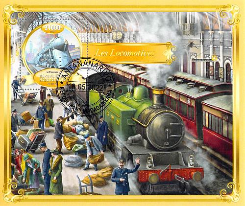 Madagascar 2022 Sheet Steam Locomotive train engine 1 value (TS0078)