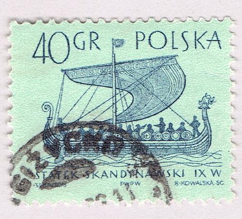Poland Sailboat green 40 Used (BP92522)