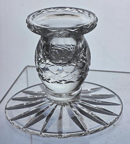 Pair candle cut glass sticks crystal