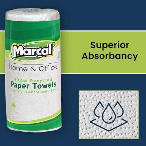 Marcal 6709 100% Recycled Roll Towels 2-Ply 9 x 11 60 Sheets 15 Rolls/Carton