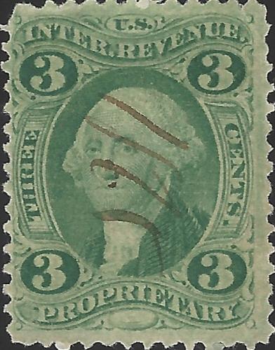 US Scott #R18c Used VF 3 Cent 1862-1871 Revenue Proprietary Stamp CV 9.00