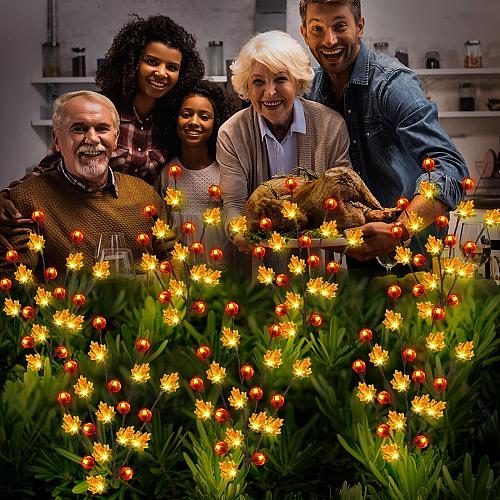 Fall Decor Solar Garden Lights Outdoor for Thanksgiving Decorations4PACK 80LE...