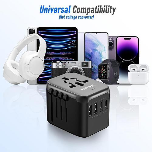 VYLEE Universal International Power Travel Plug Adapter 5 in 1 European Trave...