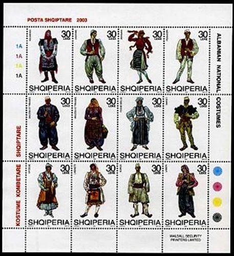 Albania stamps 2003. NATIONAL FOLK COSTUMES. Set Sheet MNH