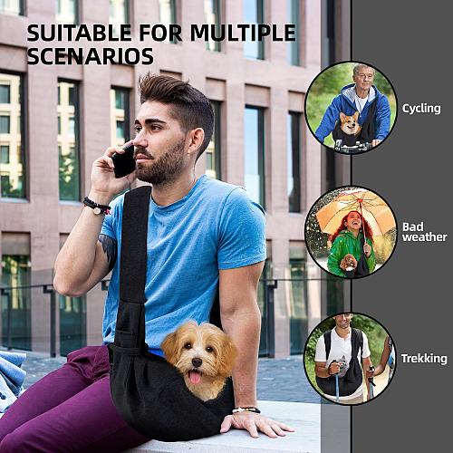 Dog Carrier Sling - Reversible Puppy Carrier Purse with Storage Pocket Hand-F...