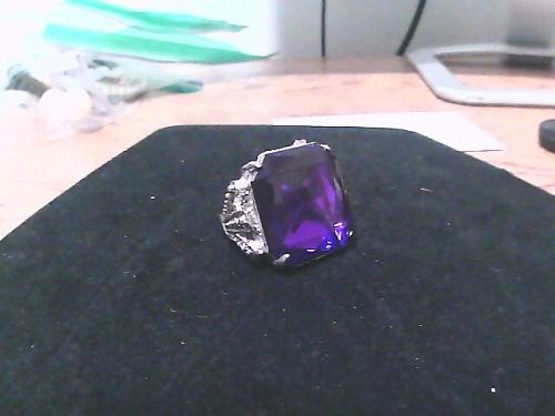 Vintage Style Purple Faceted Glass & Marcasite Ladies Adjustable Band Ring