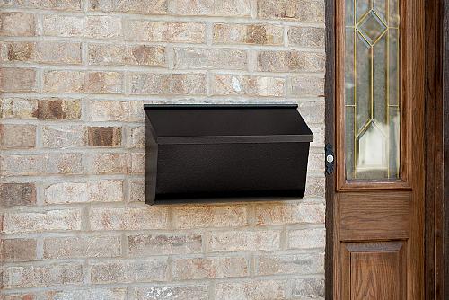 Gibraltar Mailboxes Woodlands Medium Capacity Galvanized Steel Black Wall-Mou...