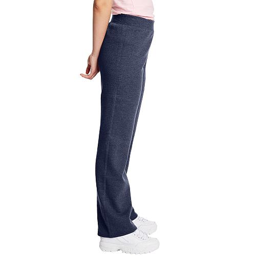 Hanes ComfortSoft EcoSmart Women's Open Bottom Leg Fleece Sweatpants Navy Hea...