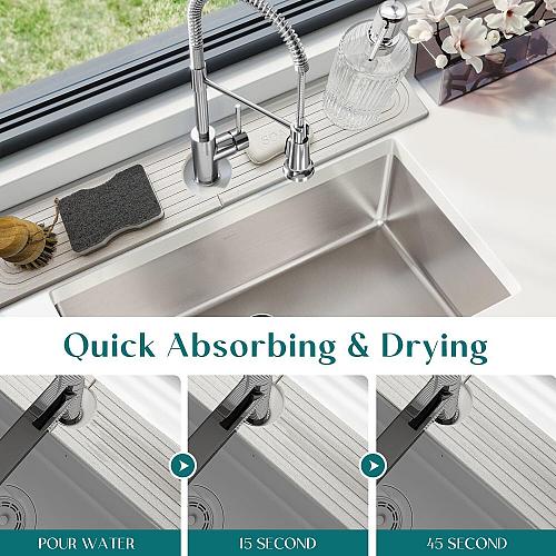 Faucet Mat for Kitchen Sink - 24'' Long Diatomite Fast Drying Stone Sink Tray...