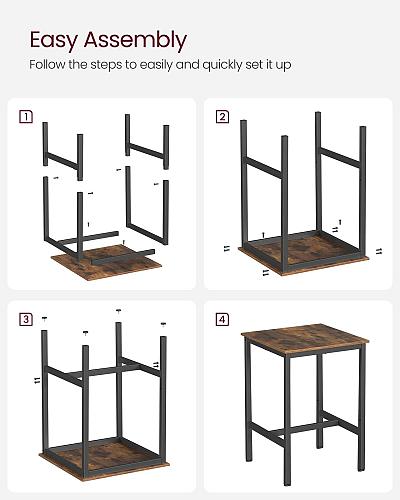 VASAGLE Bar Table Small Kitchen Dining Table High Top Pub Table Height Cockta...