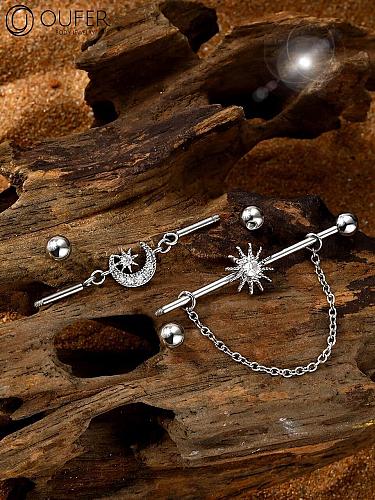 OUFER Industrial Piercing Jewelry 316L Surgical Steel Industrial Earrings Cle...