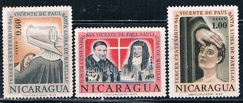 Nicaragua C516-18 Used set St Vincent de Paul CV 1.00 (N0384)+