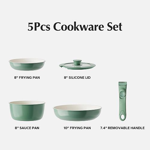 Redchef Ceramic Cookware Set Removable Handle Pots And Pans Non Stick Rv Cook...