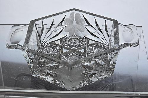 Cut glass dish with tabs American brilliant