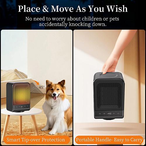 Lerat Space Heater Portable Electric Heaters with Thermostat 1500W PTC Fast H...
