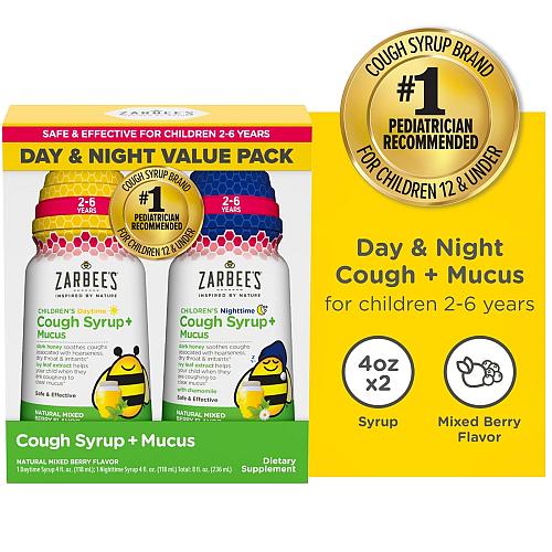 Zarbee's Children's Cough Syrup + Mucus Day & Night Value Pack Daytime & Nigh...