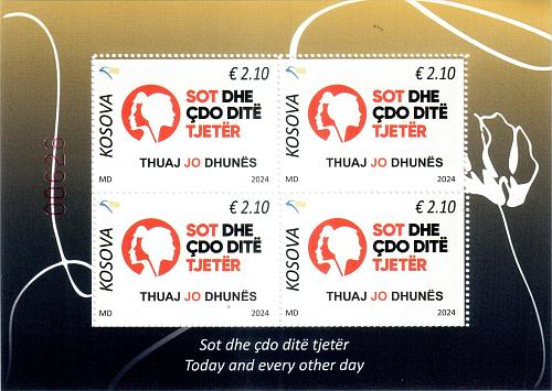 Kosovo Stamps 2024. Today and Every Other Day. Against woman violence. Sheet MNH