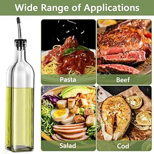 Leaflai Olive Oil Dispenser Bottle 2 Pcs Glass Olive Oil Dispenser and Vinega...