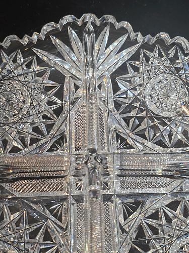 ABP cut glass 2 handled divided dish American brilliant period 1886 -1915 bob58