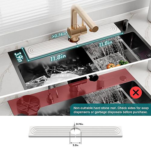 Faucet Mat for Kitchen Sink - 24'' Long Diatomite Fast Drying Stone Sink Tray...