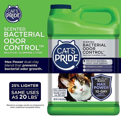 Cat's Pride Max Power Bacterial Odor Control - Up to 10 Days of Powerful Odor...