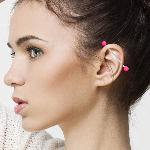 CrazyPiercing 10 Pcs Industrial Barbell Earrings 14G Bioflex Cartilage Earrin...
