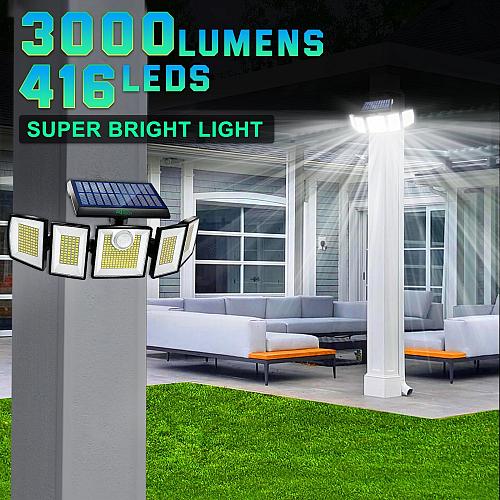 MDCMDCM Solar Lights Outdoor Waterproof Motion Sensor - 416 LEDs 3000 Lumens ...
