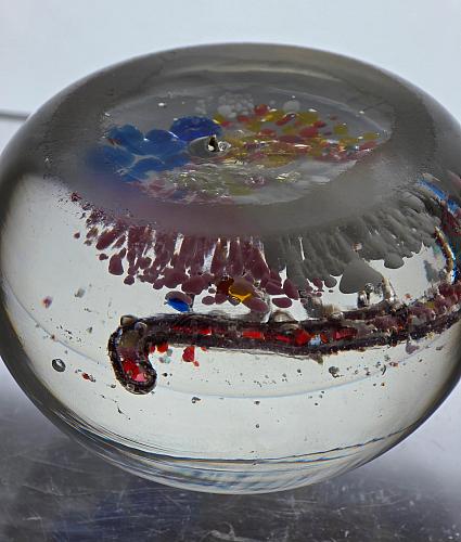 Art glass Horse Shoe with initials "P.C" paperweight,