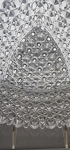 ABP bowl triangle Russian hand cut glass flashy tg125