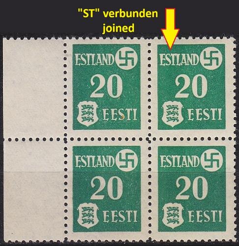 ESTLAND ESTONIA [Besetzung] MiNr 0002 y E2 ( **/mnh ) [02] Plattenfehler
