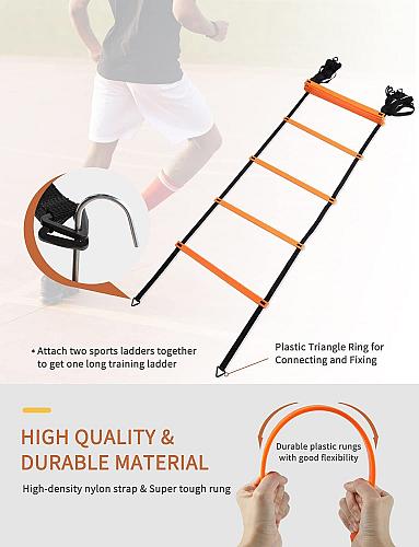 YISSVIC Agility Ladder 20 Feet 12 Adjustable Rungs Speed Training Equipment S...