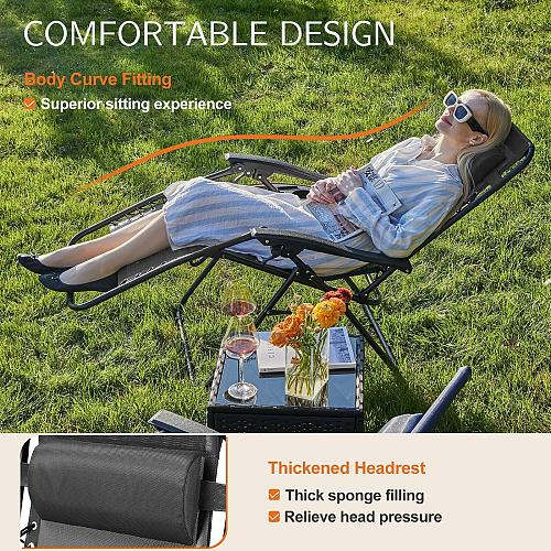 Sweetcrispy Zero Gravity Chairs Set of 2 Portable Recliner Beach Camping Pati...