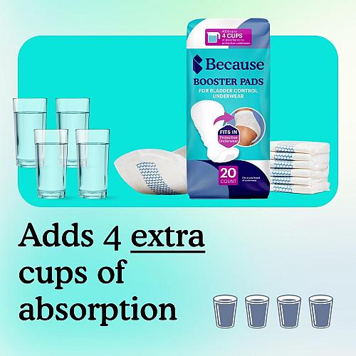Because Premium Incontinence Booster Pads for Men and Women Adds Extra Absorb...