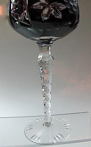 Imperlux Amethyst cased Crystal 24% lead tall hock glass cut to clear grapes