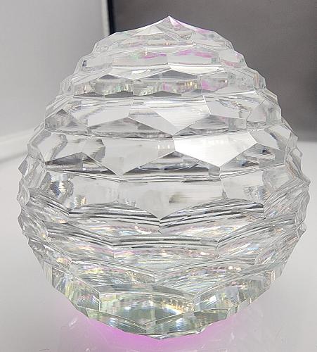 Hand cut glass honeycomb paperweight, 32% lead crystal Signed