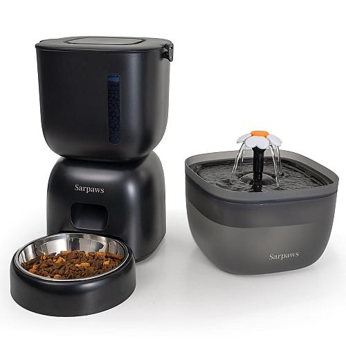 Automatic Cat Feeder and Cat Water Dispenser FW1 Wire or Battery Cat Food Dis...