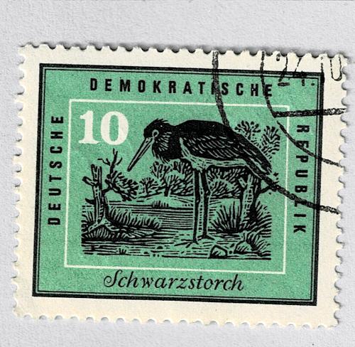 Germany DDR bird stork green 10 Used (BP91518)