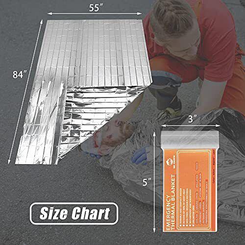 QIO CHUANG Emergency Mylar Thermal Blankets -Space Blanket Survival kit Campi...
