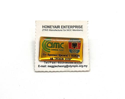 Pekin 2008 Olympic Games Albania NOC Pin. AMC Cosmote Group Sponsor