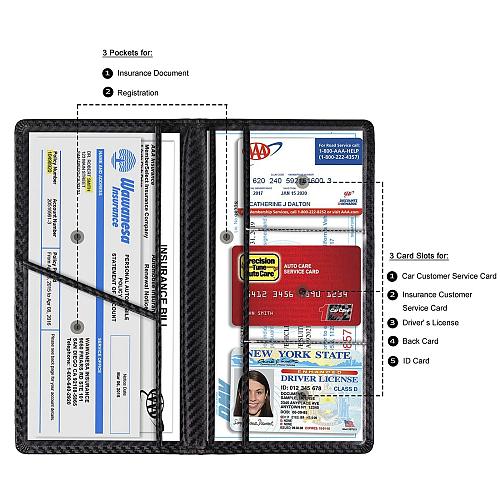 TOURSUIT Car Registration and Insurance Card Holder Vehicle License Document ...
