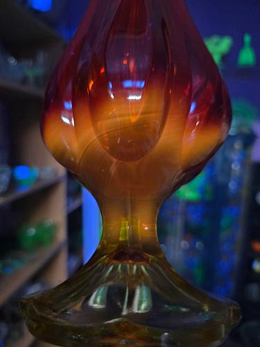 Viking vintage red Glass swung 20" vase