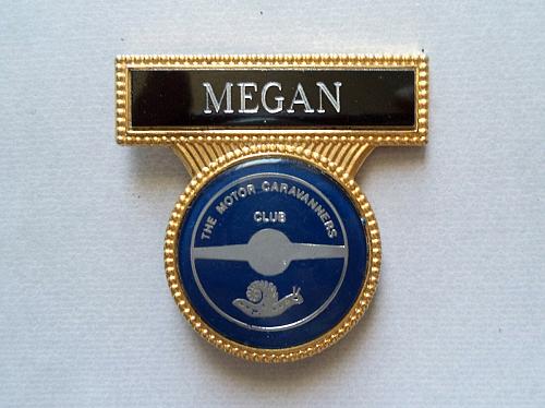 MEGAN THE MOTOR CARAVANNERS CLUB. Lapel Pin Badge