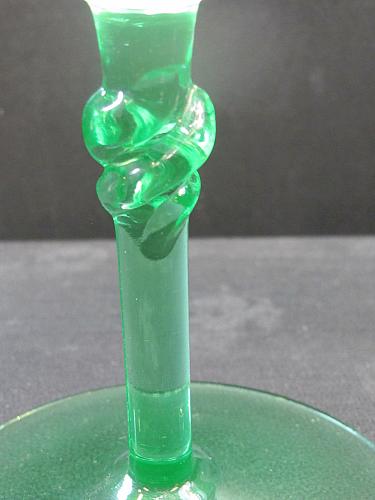 bryce 325 Vintage green stem glass Needle etched bowl optic clear bowl