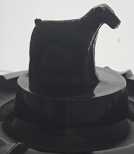 Black terrier glass ashtray