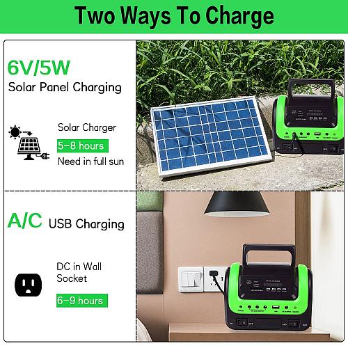 Solar Generator - Portable with Panel Solar Power Generators Station Flashlig...