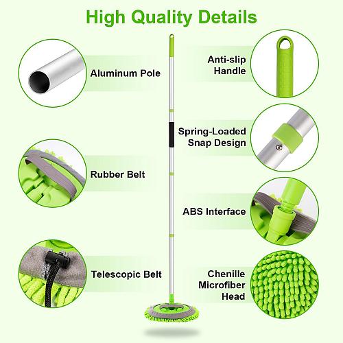 Ordenado 62" Car Wash Brush Kit Mitt Mop Sponge with Long Handle Chenille Mic...