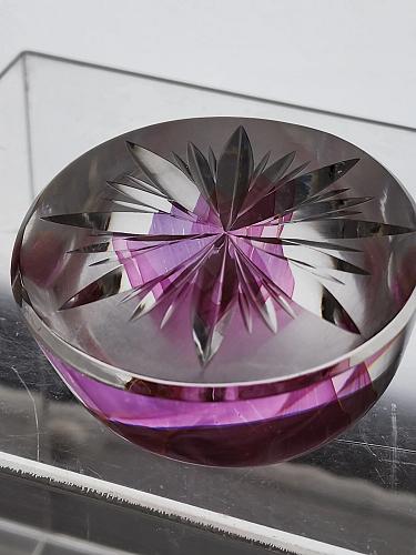Hand cut glass oval art Paperweight signed Peter ORourke