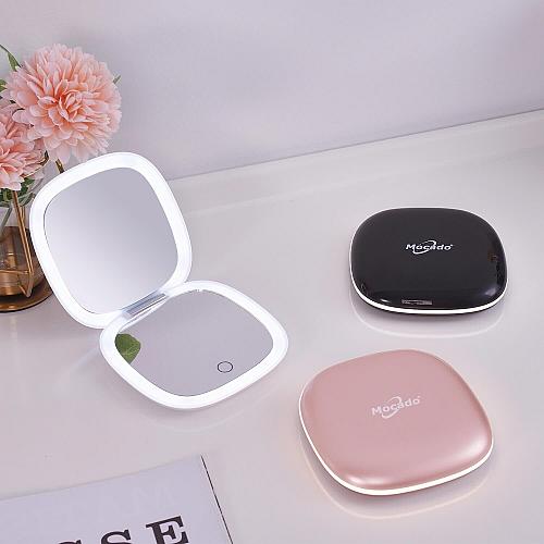 Compact LED Magnifying Travel Makeup-Mirror - 4 inches 1X/10X Magnification S...