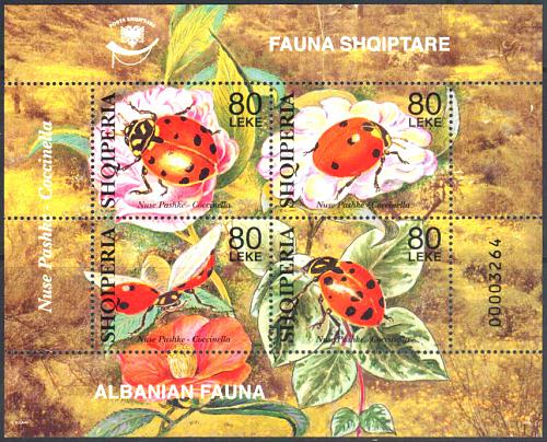 Albania Stamps 2004. FAUNA: Ladybug Ladybird Coccinellidae Beetle. Set Sheet MNH