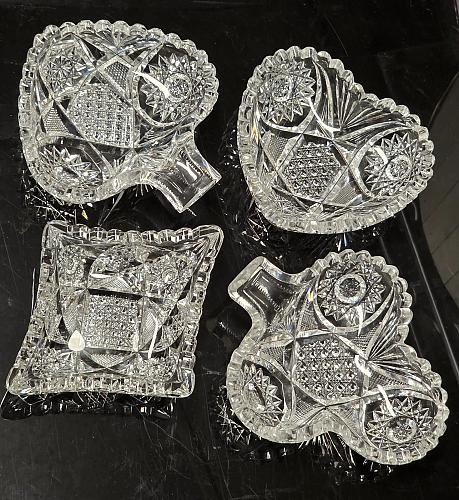 American Brilliant Period hand Cut Glass Bridge set Antique